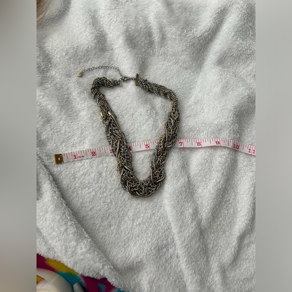 Silver Multi Chain Braided Statement Necklace - Picture 5 of 8